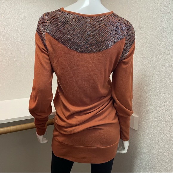 THEME🍂Beaded Beauty Copper Sweater Tunic/Dress Sz L - Picture 4 of 8